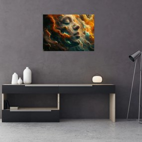 Sklenený obraz - Tvár vo vesmíre (70x50 cm)
