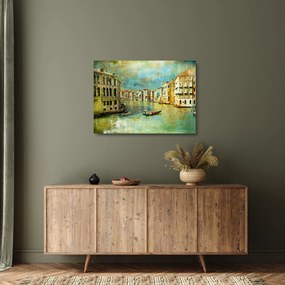 Sklenený obraz - Benátsky kanál a gondoly (70x50 cm)