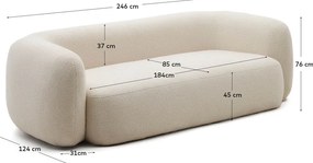 Krémová pohovka z textílie buklé 246 cm Martina – Kave Home