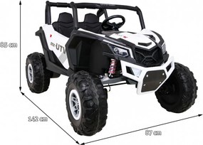 Ramiz Elektrická bugina UTV-MX pre deti biela + pohon 4x4 + diaľkové ovládanie + LED a audio + úložný priestor + EVA + pomalý štart