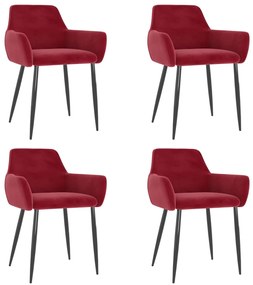 Jedálenské stoličky 4 ks vínovočervené zamat