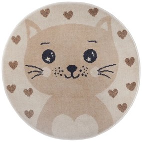 Béžový detský koberec ø 100 cm Cat – Hanse Home