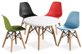 Jedálenský stôl, biela/buk, priemer 90 cm, GAMIN NEW 90