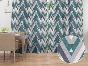 Biante Zamatový záves Tamara TMR-026 Zeleno-sivý designový cik-cak 145x150 cm