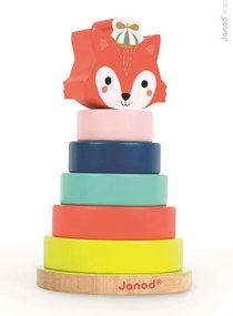 Drevená stohovacia pyramída s líškou