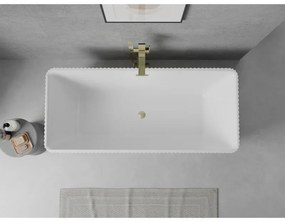 Mexen Nila, voľne stojaca ryhovaná vaňa 170 × 75 cm, biela lesklá, zlatý matný prepad, 52841708000-55