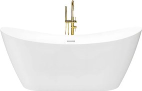 Rea FERRANO Slim, voľne stojaca vaňa 1520×730×670 mm, biela, čierna krytka odtoku, KPL-W6080