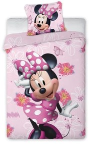 Obliečky bavlnené Minnie a kvety 140x200+70x90 cm FARO