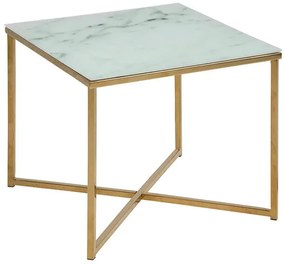 Alisma príručný stolík 50x50 biela / zlatá