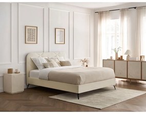 Béžová čalúnená dvojlôžková posteľ s roštom 140x190 cm Prune – Bobochic Paris