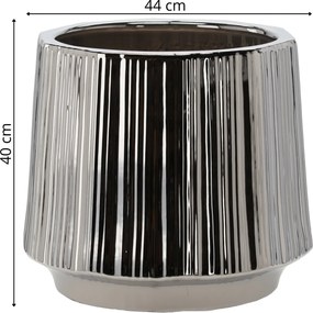 Keramický obal na květináč Cove 44 cm stříbrný
