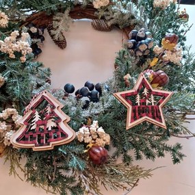 DECOLED Ozdoba, hvězda, prům. 10 cm, dřevěná