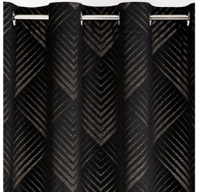 DECOREUM  Mäkký záves z lesklého zamatu zdobený zlatou potlačou s geometrickým vzorom 140 cm x 250 cm čierna 100 % polyester Rozmer varianty: 140 cm x 250 cm, Farba varianty: čierna 98899