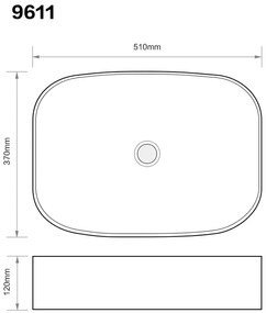 Erga Nancy, umývadlo na dosku 510x370x120 mm, biela lesklá, ERG-V03-9611-WH