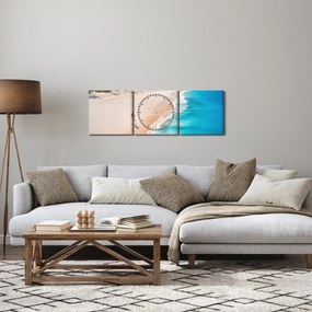 Obraz - Plážový beh (s hodinami) (90x30 cm)
