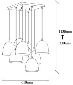 Závesný luster na lanku TATTOO 9xE27/40W/230V čierny
