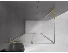 Mexen Velar L, sprchový kút s posuvnými dverami 90 x 85 cm, 8mm číre sklo, zlatá lesklá, 871-090-085-03-50