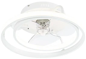 Stropný ventilátor biely 46,5 cm vrátane LED s diaľkovým ovládaním - Kees
