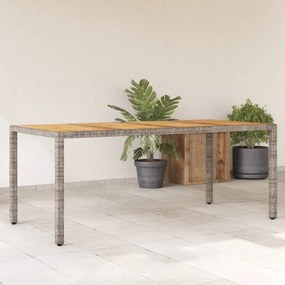 Záhradný stôl s akáciovou doskou sivý 190x90x75 cm polyratan 365542