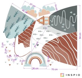 Nálepky na stenu do detskej izby - Kopce s dúhou