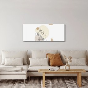 Obraz - Béžové kvety s motýľom N⁰4 (120x50 cm)