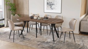 Mazzoni EXPANSO Hnedý dub / čierne nohy - OVÁLNY ROZKLADACÍ STÔL 160-360 cm PRE 16-18 OSÔB
