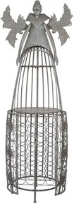 Šedá antik kovová polica na víno v tvare anjela Wine Rack Angel - 79*62*207 cm