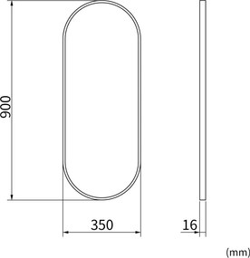Erga Oval, oválne zrkadlo 35x90cm, zlatý rám, ERG-V01-OVAL-3590-GD