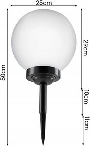 LED solárna lampa LED/1,2V 6500K 200 mAh pr. 25 cm IP44 biela/čierna