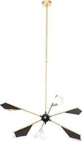 Dizajnové závesné svietidlo čierne a zlaté 6-žiarovkové - Sinem