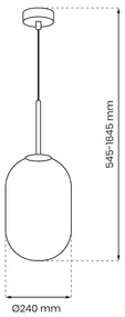 Závesné svietidlo Alias, 1x biele sklenené tienidlo, (fi 24cm), g