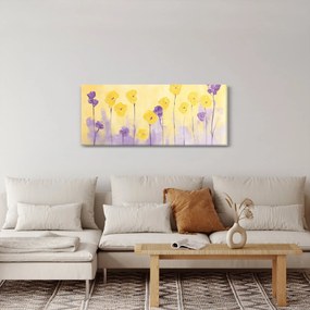 Obraz - Fialové a žlté kvietky (120x50 cm)