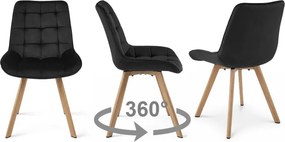 Jedálenská stolička SORIA 360 zamatová, čierna / hnedé nohy