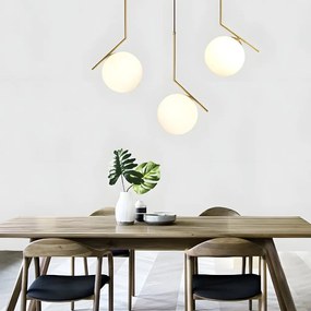 Toolight Toolight, stropná lampa sklenená guľa z bieleho zlata 1xE27, G106-1W, zlatá-biela, OSW-09731