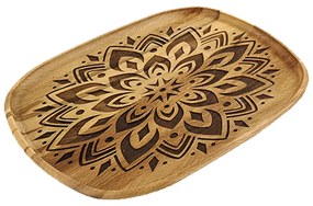 AMADEA Drevený servírovací podnos mandala, masívne drevo, 25 cm