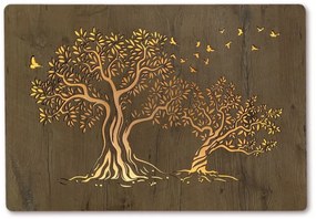 Svietiaci obraz dvoch stromov na batériu