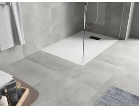 Mexen Hugo, obdĺžniková sprchová vanička SMC 110 x 80 cm, biela, čierna krytka, 42108011-B