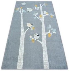 styldomova Detský sivý koberec PASTEL vtáčiky