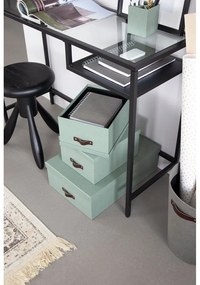 Kartónové úložné boxy s vekom v mentolovej farbe v súprave 3 ks 31x47x15 cm Inge – Bigso Box of Sweden