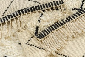 Ručne tkaný vlnený koberec BERBER MR1943 Beni Mrirt berber károvaný, béžový / čierny