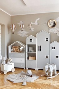 Dekoračný lietajúci balón béžová/biela – dekorácia do detskej izby S-28cm x 16cm