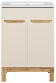 Koupelnová skříňka Bali Lava se zápustným umyvadlem 60 cm kašmírová/dub wotan