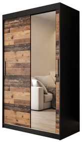 Skriňa Old Wood T2 120 Čierna/Old Style/zrkadlo