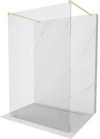 Mexen Kioto, sprchová zástena Walk-In 125 x 200 cm, 8mm číre sklo, zlatý matný profil, 800-125-002-55-00