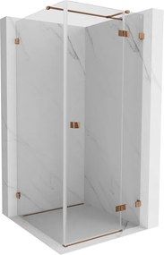 Mexen Lunar T, výklopný sprchový kút pravý 110 x 110 cm, 8mm číre sklo, profil ružové zlato, 834T-110-110-60-00-P