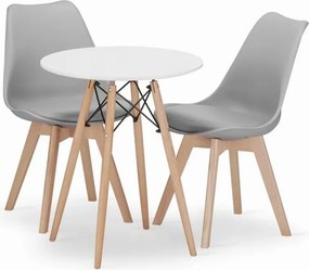 Jedálenská zostava TODI 60cm okrúhly stolový set biely+ 2 stoličky MARK biele Farba: Sivá