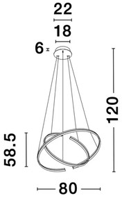 LED luster Torrente 80 čierne