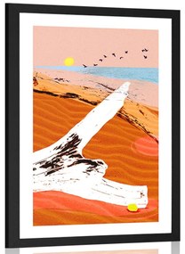 Plagát s paspartou zátišie pláže - 60x90 white