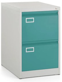 Kovová kartotéka A4 - 2 zásuvky, 45,5 x 62 x 71,5 cm, cylindrický zámok, zelená - ral 6033