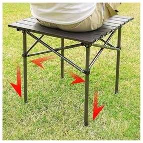 Skladací kempingový stôl s textilným obalom – 53 x 51 x 50 cm béžová